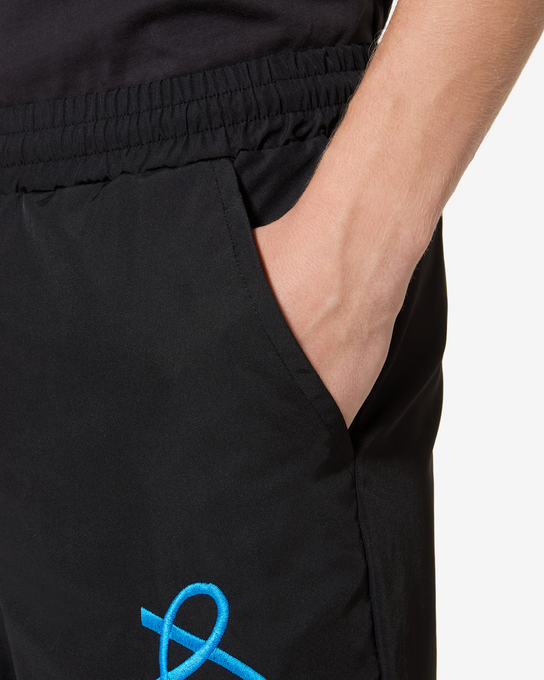 Australian Smash Pants Big Logo Black / Sky Blue - GABBERPLANET