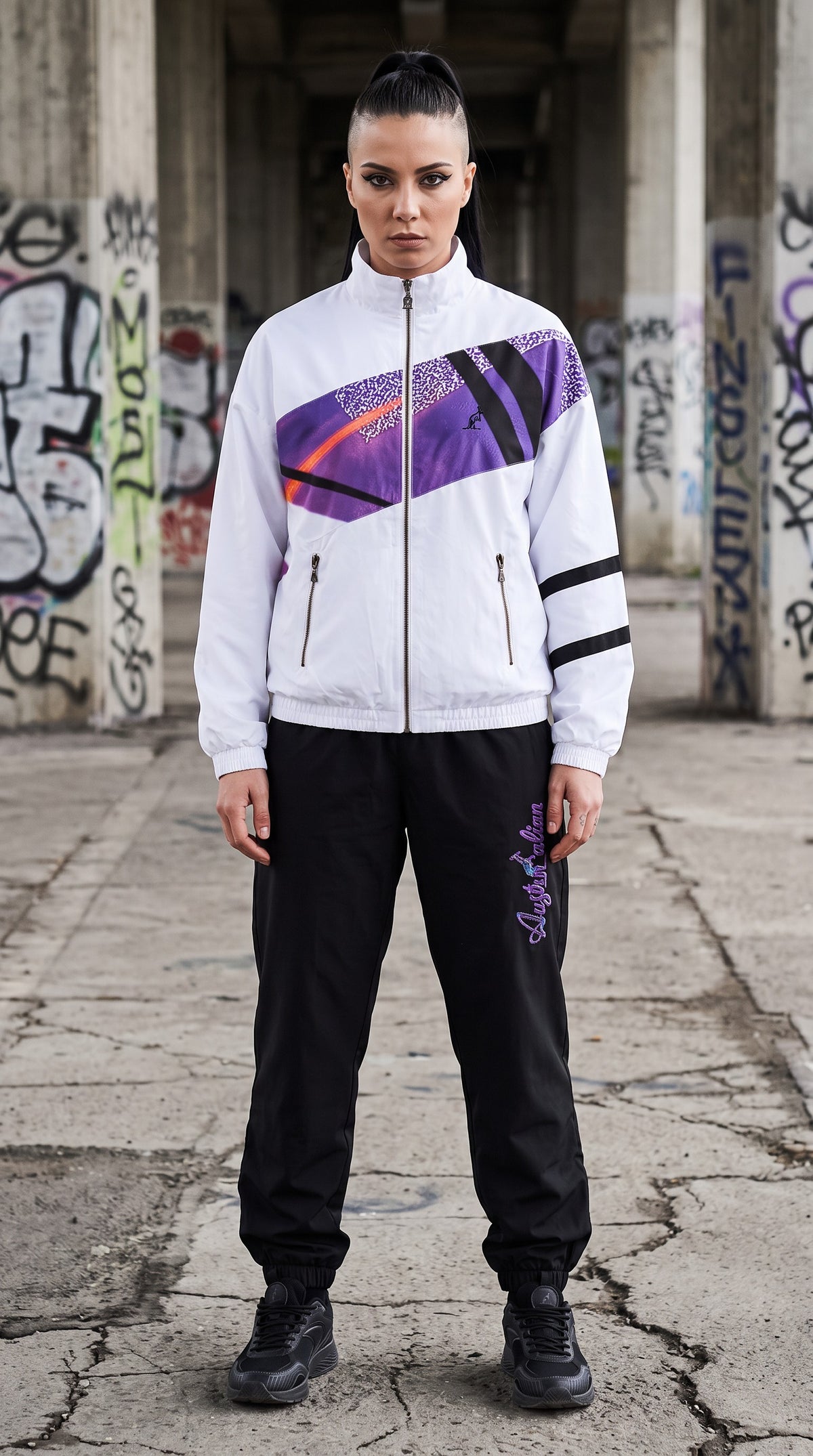 Australian Trainingsuit Archive Shards White / Purple + FREE SOCKS