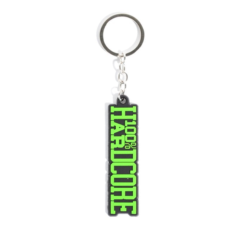 100% HARDCORE KEYCHAIN RUBBER BLACK WHITE