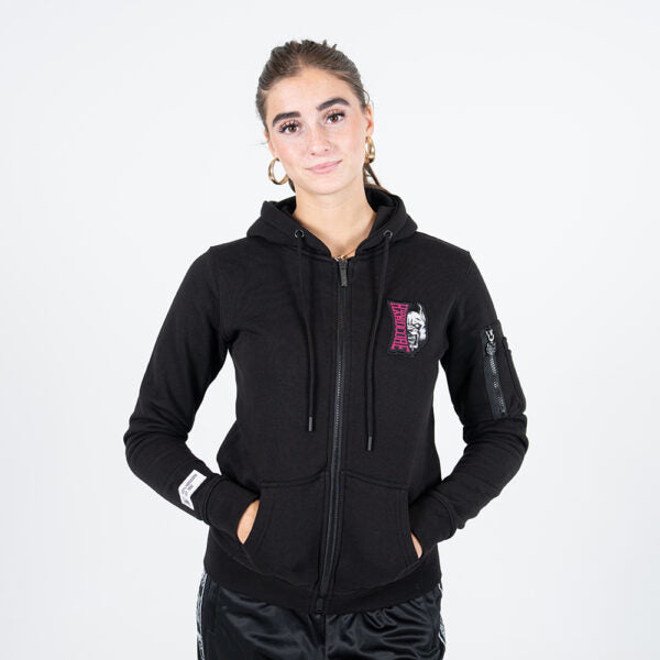 100% Hardcore Hooded Lady Zipper Vertical Black/Pink