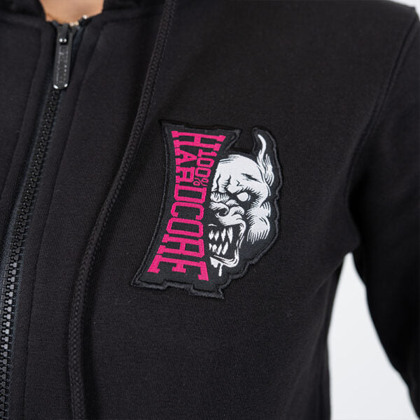 100% Hardcore Hooded Lady Zipper Vertical Black/Pink
