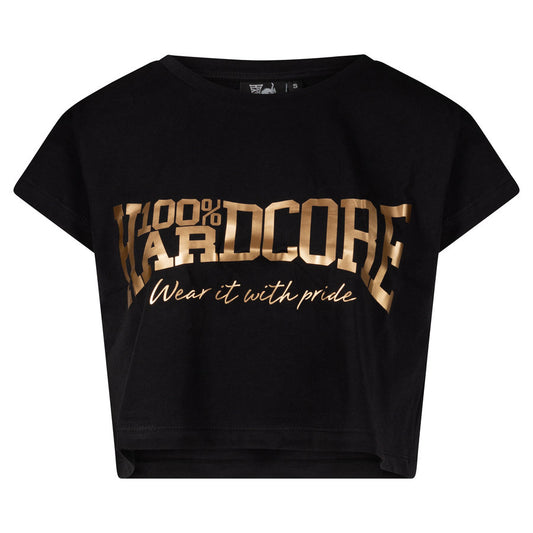 100% HARDCORE CROPPED T-SHIRT ESSENTIAL BLACK / GOLD