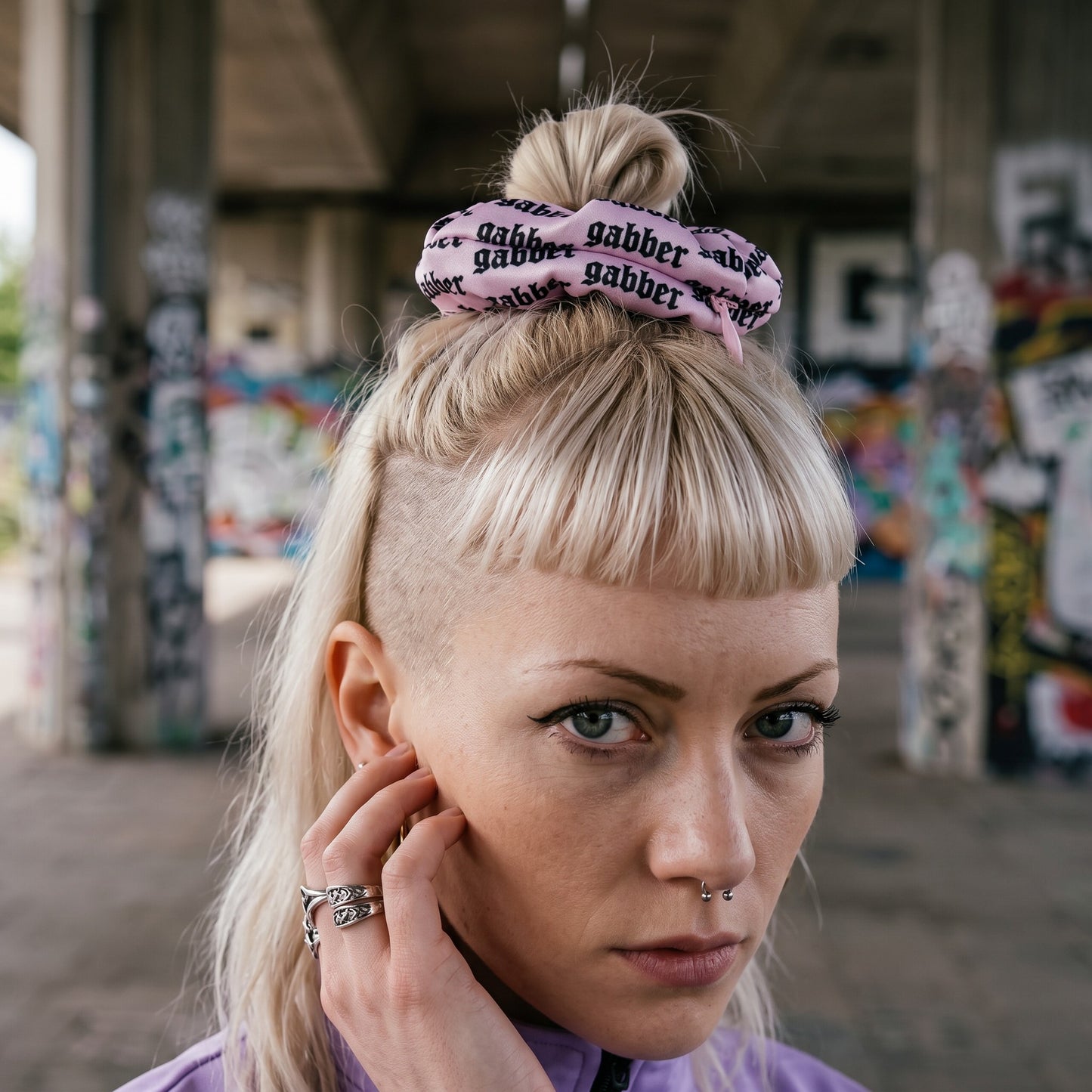100% Hardcore Gabber Scrunchie Pink