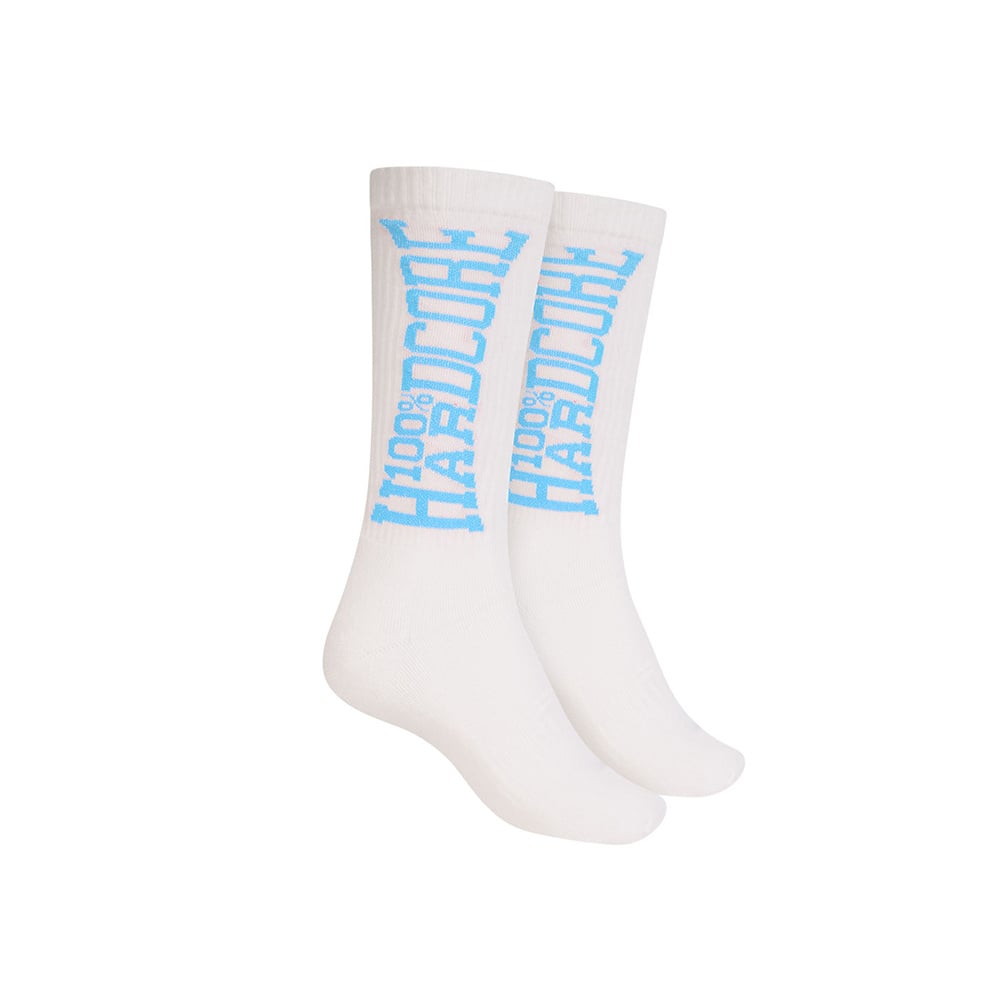 100% Hardcore Sport Socks Gabber WHITE/BLUE - GABBERPLANET