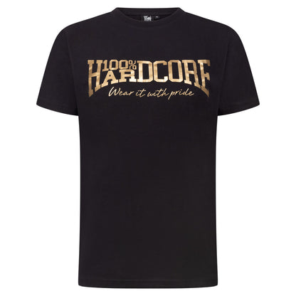 100% HARDCORE LADIES T-SHIRT ESSENTIAL BLACK - GOLD - GABBERPLANET