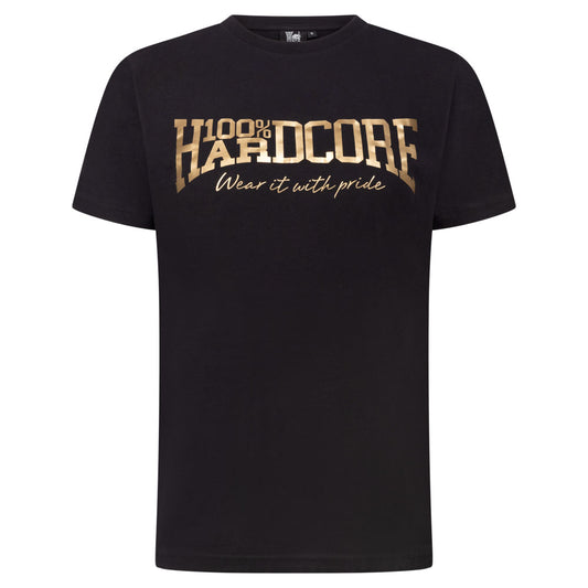 100% HARDCORE LADIES T-SHIRT ESSENTIAL BLACK - GOLD - GABBERPLANET