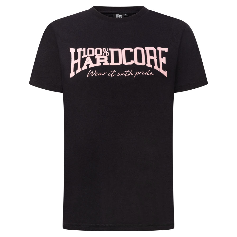 100% HARDCORE LADIES T-SHIRT ESSENTIAL BLACK - PINK - GABBERPLANET
