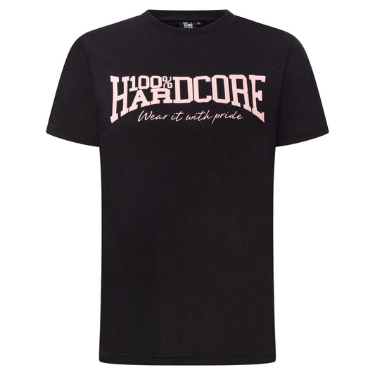 100% HARDCORE LADIES T-SHIRT ESSENTIAL BLACK - PINK - GABBERPLANET