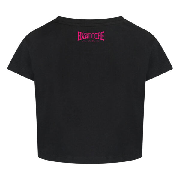 100% HARDCORE CROPPED T-SHIRT ESSENTIAL BLACK / PINK - GABBERPLANET