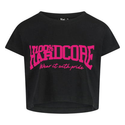 100% HARDCORE CROPPED T-SHIRT ESSENTIAL BLACK / PINK