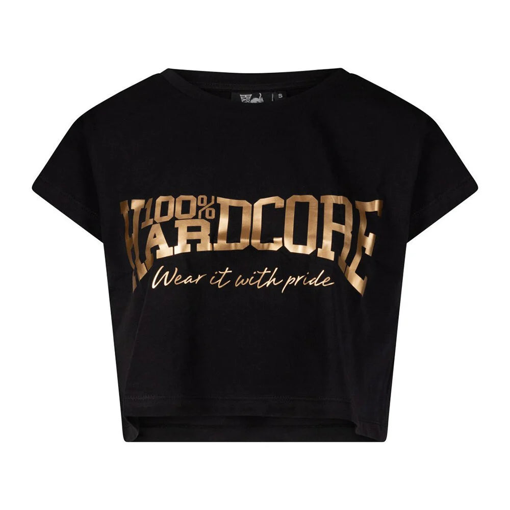 100% HARDCORE CROPPED T-SHIRT ESSENTIAL BLACK / GOLD