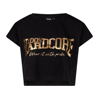 100% HARDCORE CROPPED T-SHIRT ESSENTIAL BLACK / GOLD