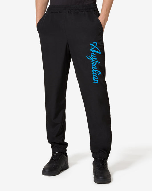 Australian Smash Pants Big Logo Black / Sky Blue - GABBERPLANET