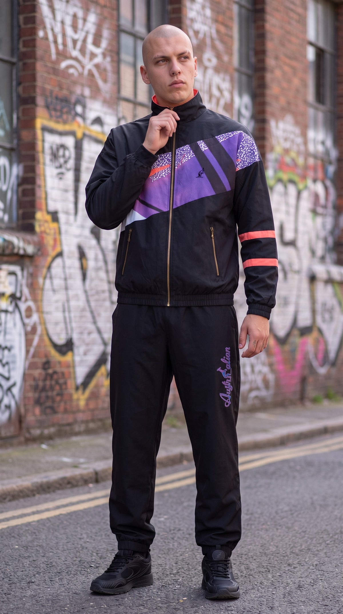 Australian Trainingsuit Archive Shards Black / Purple + FREE SOCKS