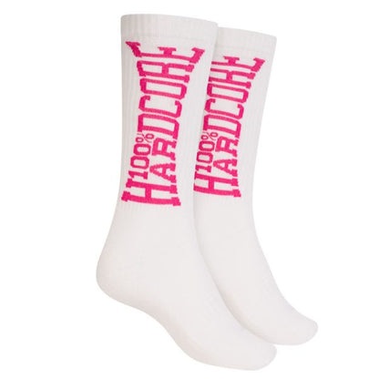 100% Hardcore Sport Socks White / Pink
