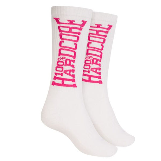 100% Hardcore Sport Socks White / Pink - GABBERPLANET
