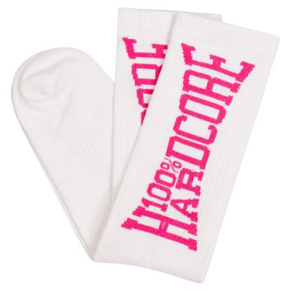 100% Hardcore Sport Socks White / Pink