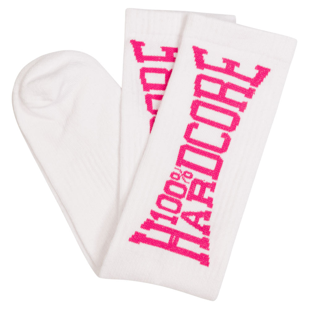 100% Hardcore Sport Socks White / Pink - GABBERPLANET