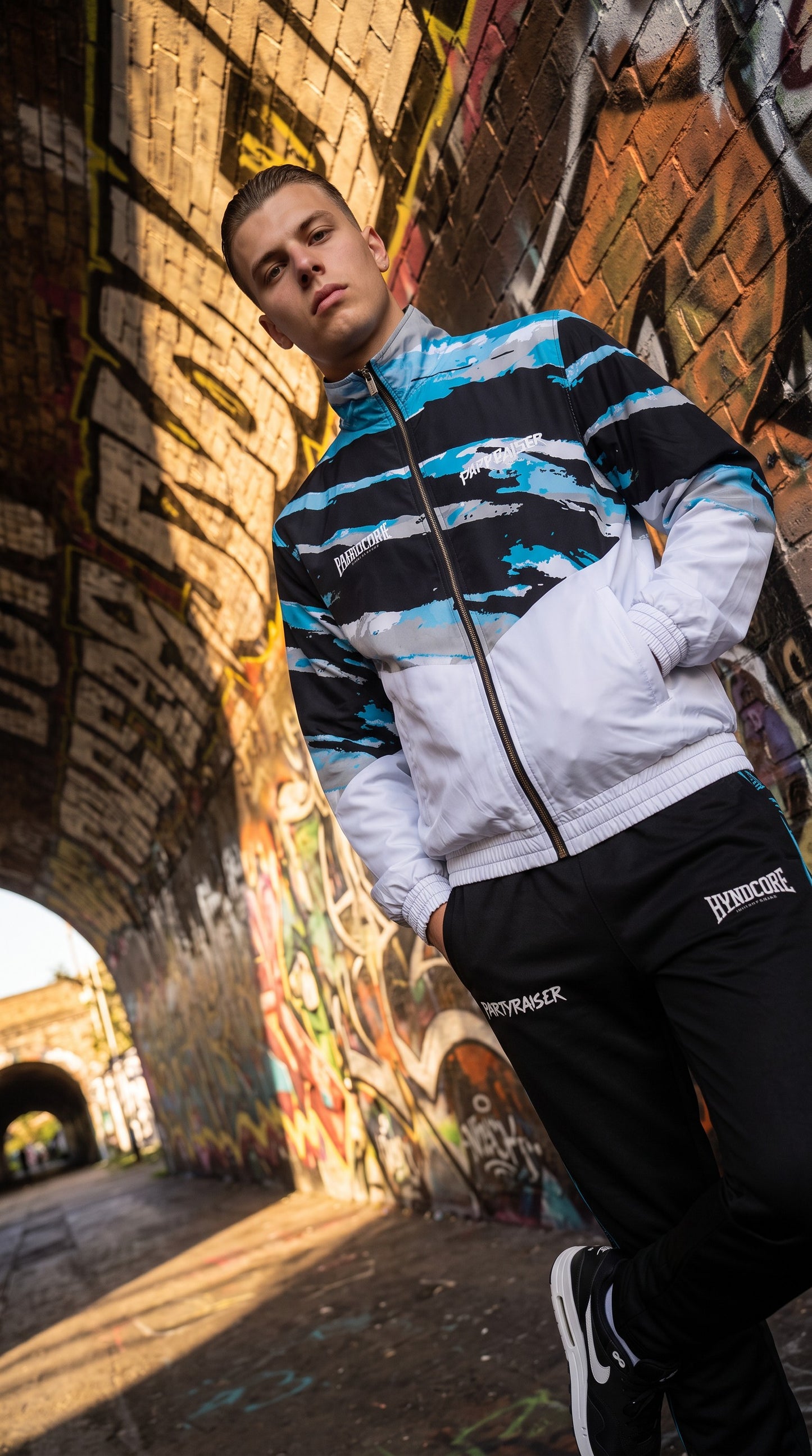 100% Hardcore x Partyraiser Training Jacket Blue Storm - Pre-Order