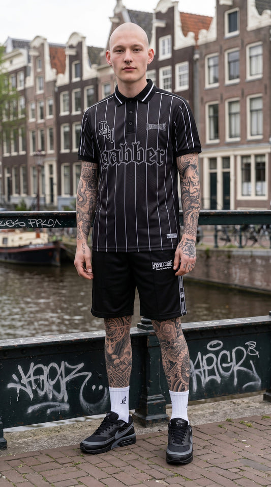100% Hardcore T-shirt Bermuda Gabber Soccershirt Striped