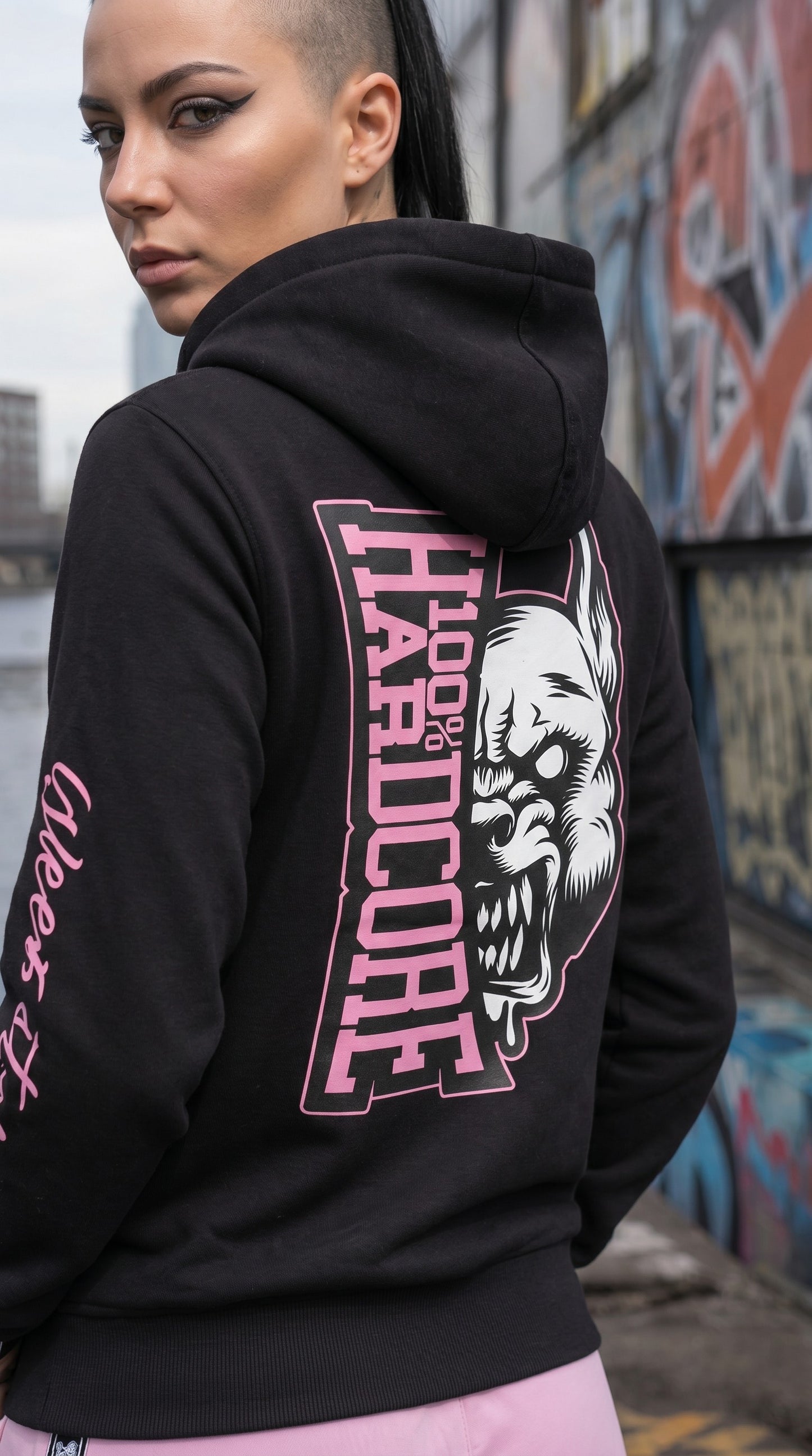 100% Hardcore Woman Hooded Zipper Branded Rage