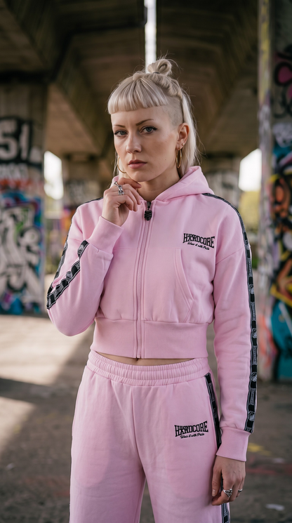 100% Hardcore Cropped Woman Joggingsuit Pink