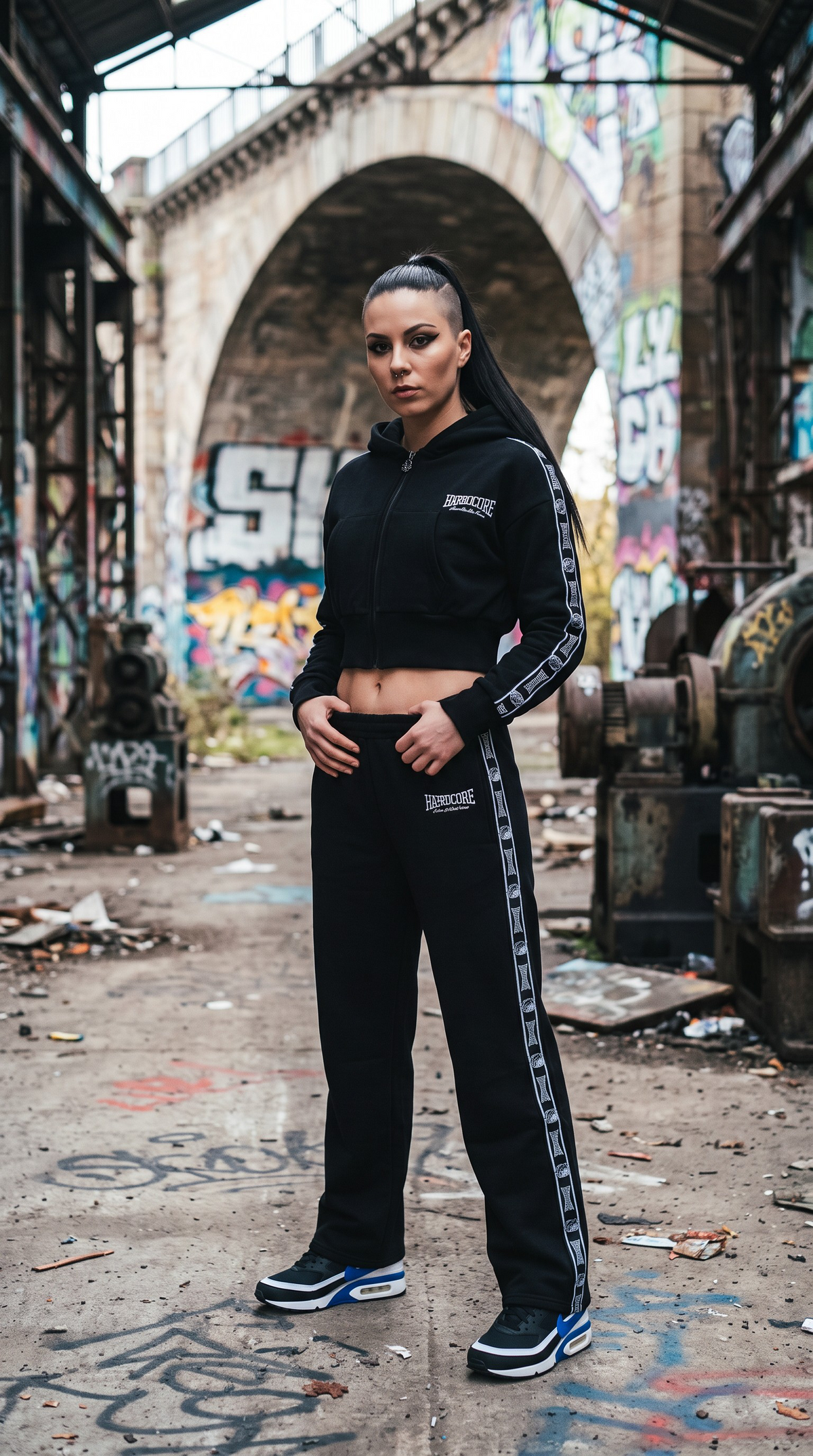 100% Hardcore Cropped Woman Joggingsuit Black