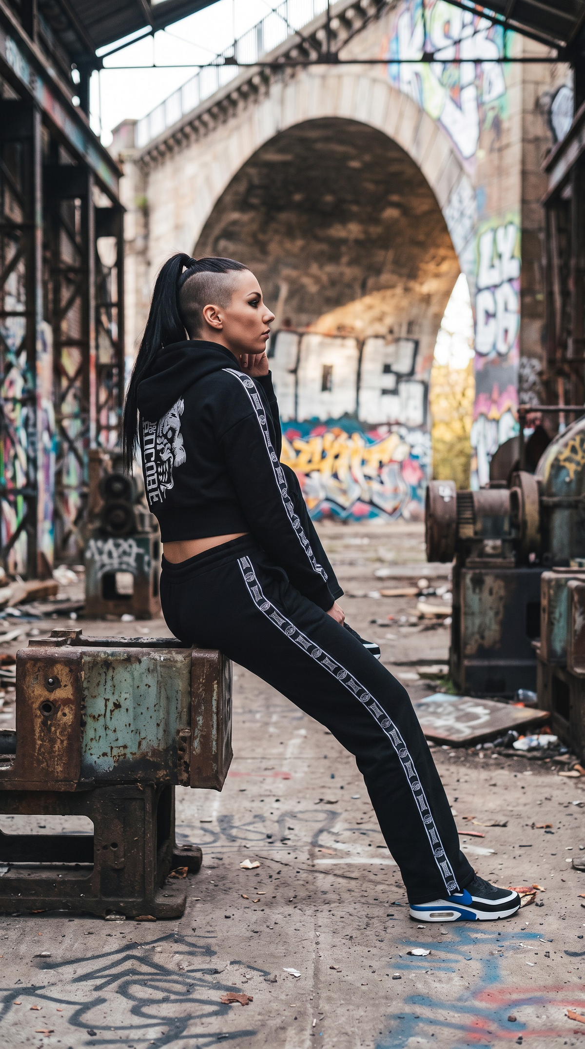 100% Hardcore Cropped Woman Joggingsuit Black