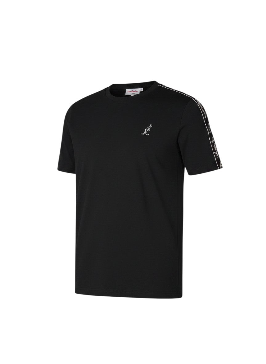 GABBERPLANET black cotton t-shirt with embroidered logo and custom side band with Australian branding.