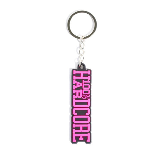 100% HARDCORE KEYCHAIN RUBBER BLACK WHITE